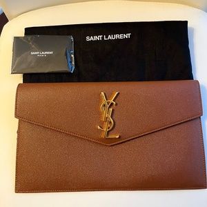 SAINT LAURENT UPTOWN LEATHER CLUTCH BAG- BRAND NEW WITH TAGS